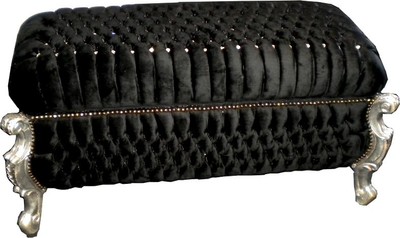 4250427871394 - Barock Sitzbank (Truhe) Schwarz Silber mit Bling Bling Steinen