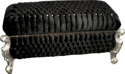 4250427871394 - Barock Sitzbank (Truhe) Schwarz Silber mit Bling Bling Steinen