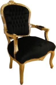 4250427845241 - Barock Salon Stuhl Schwarz   Gold - Antik Stil MÃ¶bel