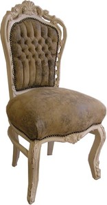 4250427847511 - Barock Esszimmer Stuhl Hellbraun   Creme Lederoptik