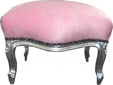 4250427864549 - Barock Sitzhocker Rosa   Silber Medium