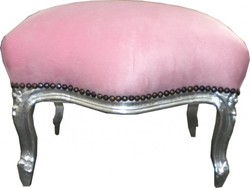 4250427864549 - Barock Sitzhocker Rosa   Silber Medium