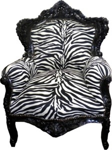 4250427845746 - Barock Sessel King Zebra   Schwarz MÃ¶bel