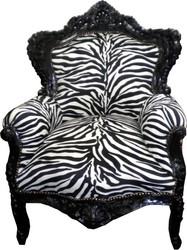 4250427845746 - Barock Sessel King Zebra   Schwarz MÃ¶bel