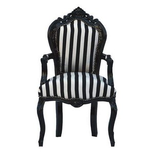 4250427845227 - Barock Esszimmerstuhl Schwarz Weià Streifen Schwarz mit Armlehnen - Antik Stil Stuhl 4250427845227 - Barock Esszimmerstuhl Schwarz Weià Streifen Schwarz mit Armlehnen - Antik Stil Stuhl