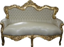4250427860732 - Barock Sofa Garnitur Master Creme Gold Lederoptik