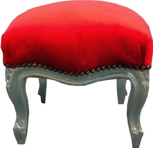 4250427841342 - Barock FuÃhocker Rot   Silber