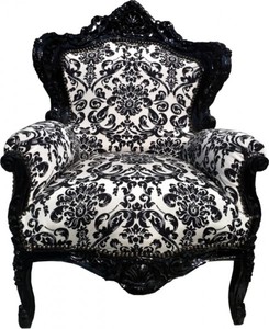 4250427847443 - Barock Sessel King Black White Flowers