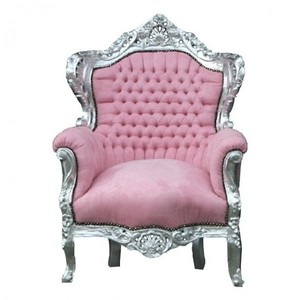 4250427846682 - Barock Sessel King Rosa Silber 4250427846682 - Barock Sessel King Rosa Silber