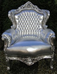 4250427845791 - Barock Sessel King Silber Silber Lederoptik