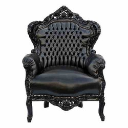 4250427845814 - Barock Sessel King Schwarz Schwarz Lederoptik 4250427845814 - Barock Sessel King Schwarz Schwarz Lederoptik