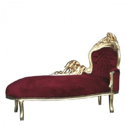 4250427835082 - Barock Chaiselongue King Bordeaux Gold - Recamiere Wohnzimmer Liege