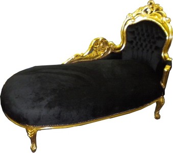 4250427835099 - Barock Chaiselongue King Schwarz Gold - Recamiere Wohnzimmer Liege MÃ¶bel