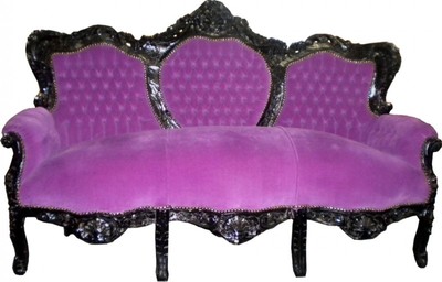 4250427838755 - Barock Sofa Garnitur King Lila Schwarz