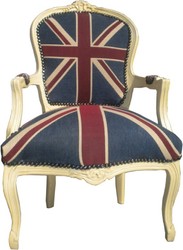 4250427845609 -  Barock Salon Stuhl Union Jack Design   Creme