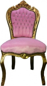 4250427860725 - Barock Esszimmer Stuhl Rosa   Gold Bling Bling Steine