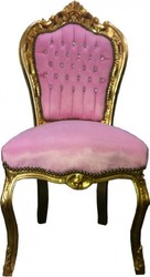 4250427860725 - Barock Esszimmer Stuhl Rosa   Gold Bling Bling Steine