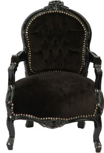 4250427864082 - Barock Kinder Stuhl Schwarz Schwarz - Armlehnstuhl 4250427864082 - Barock Kinder Stuhl Schwarz Schwarz - Armlehnstuhl