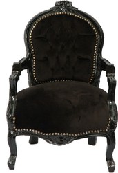 4250427864082 - Barock Kinder Stuhl Schwarz Schwarz - Armlehnstuhl 4250427864082 - Barock Kinder Stuhl Schwarz Schwarz - Armlehnstuhl
