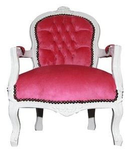 4250427864181 - Barock Kinder Stuhl Rosa Weiß - Armlehnstuhl 4250427864181 - Barock Kinder Stuhl Rosa Weiß - Armlehnstuhl