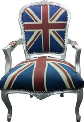 4250427864198 - Barock Salon Stuhl Union Jack Design Silber 4250427864198 - Barock Salon Stuhl Union Jack Design Silber