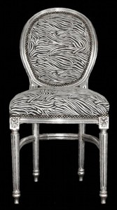 4250427864204 - Barock Esszimmer Stuhl Zebra   Silber Rund