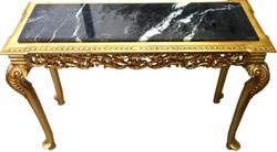 4250427867168 - Barock Konsolentisch Gold mit Marmorplatte - Konsole mit schwarzer Marmorplatte