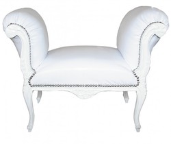 4250427867632 - Barock Schemel Hocker WeiÃ Lederoptik   WeiÃ - Sitzbank