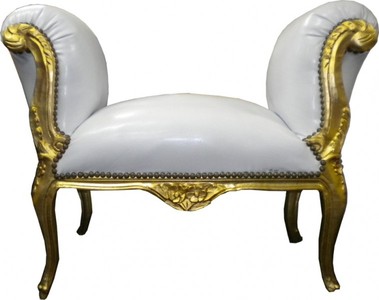 4250427867649 - Barock Schemel Hocker WeiÃ   Gold - Sitzbank