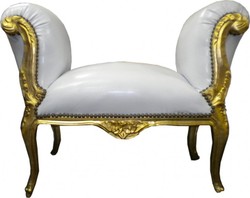 4250427867649 - Barock Schemel Hocker WeiÃ   Gold - Sitzbank