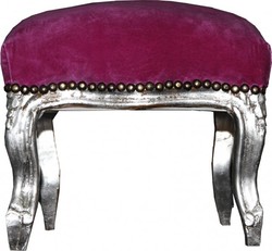 4250427867670 - Barock FuÃhocker Lila Silber 4250427867670 - Barock FuÃhocker Lila Silber