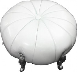 4250427870441 - GroÃer Barock Rundhocker Ball Hocker WeiÃ Lederoptik   Silber