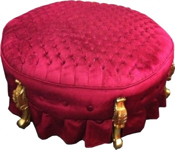 4250427870489 - Riesiger Barock Rundhocker Hocker Bordeaux   Gold