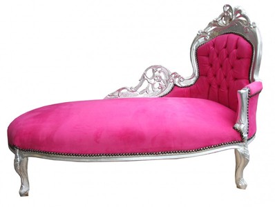 4250427870595 - Barock Chaiselongue King Pink   Silber- Antik Stil MÃ¶bel