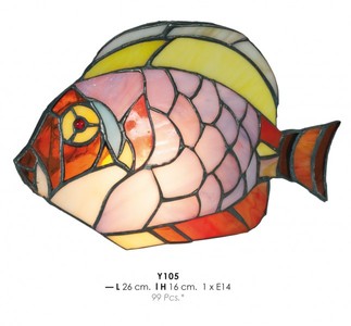4250427870922 - Tiffany Wandleuchte Fisch Bunt Ã 26 x H 16 cm - Tiffany Deko Leuchten