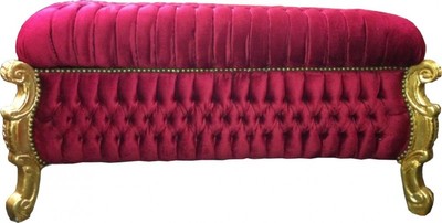 Casa Padrino Baroque bench (chest) Bordeaux / Gold Bling Bling Stones – Bild 4
