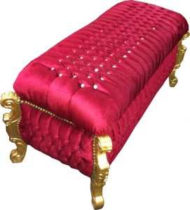 Casa Padrino Baroque bench (chest) Bordeaux / Gold Bling Bling Stones – Bild 2