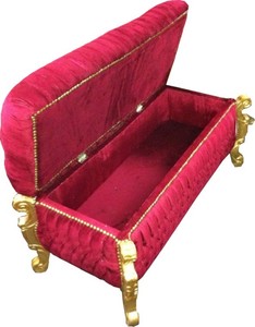 Casa Padrino Baroque bench (chest) Bordeaux / Gold Bling Bling Stones – Bild 3