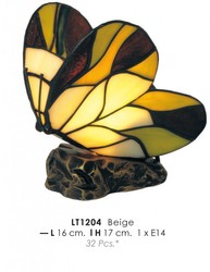 4250427871653 - Tiffany Decoleuchte Durchmesser 16cm HÃ¶he 17cm LT1204 Schmetterling  Beige Lampe Leuchte