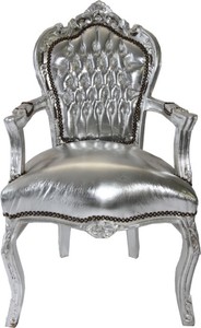 4250427871202 - Barock Esszimmerstuhl Silber   Silber mit Armlehne Stuhl MÃ¶bel Antik Stil