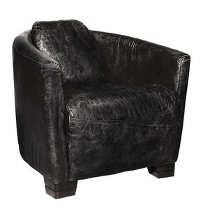4250427878973 - Art Deco Echtleder Sessel Ebony Leder   Antik-Schwarz - Clubsessel - Lounge Sessel