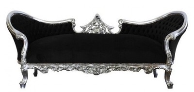 4250828356636 - Barock Sofa Vampire Schwarz   Silber - Limited Edition - Lounge Couch