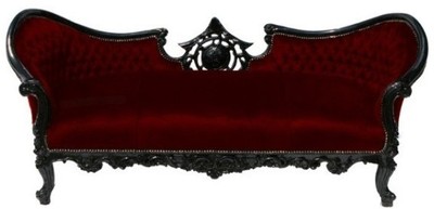 4250427883908 - Barock Sofa Vampire Bordeauxrot   Schwarz- Limited Edition - Lounge Couch
