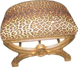 4250427864594 - Barock Sitzhocker   Kreuzhocker Leopard   Gold