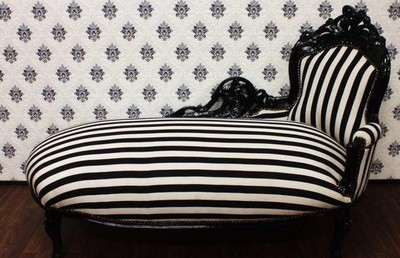 4250427884462 - Barock Chaiselongue Schwarz Weiß Streifen Schwarz - Barock Recamiere 4250427884462 - Barock Chaiselongue Schwarz Weiß Streifen Schwarz - Barock Recamiere