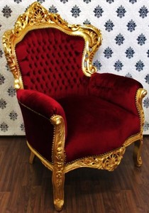4250427886329 - Barock Sessel King Bordeaux Gold - MÃ¶bel Antik Stil