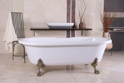 4252006254109 - Freistehende Luxus Badewanne Jugendstil Milano WeiÃ Altgold - Barock Badezimmer