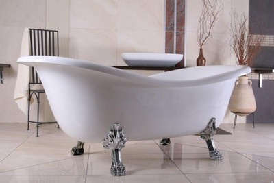 4250427889689 - Freistehende Luxus Badewanne Jugendstil Paris WeiÃ Silber 1880mm - Barock Badezimmer