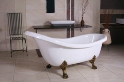 4250427889702 - Freistehende Luxus Badewanne Jugendstil Sicilia WeiÃ Altgold 1740mm - Barock Badezimmer - Retro Antik Badewanne