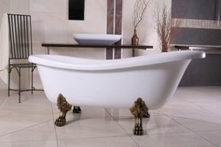 4250427889757 - Freistehende Luxus Badewanne Jugendstil Roma WeiÃ Altgold 1560mm - Barock Badezimmer - Retro Antik Badezimmer